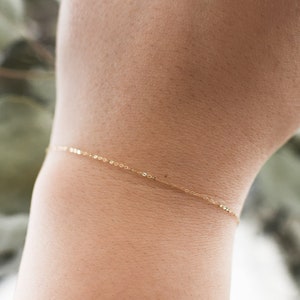 Solid 14k Gold Ultra Delicate Bracelet | Minimalist Yellow Gold Chain Bracelet for Women