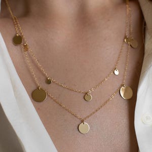Coin Medallion Pendant Necklace | 14K Gold, Silver Charm Disc Necklace | Gold Coin Pendant | Gift for Her