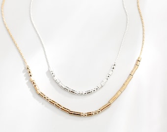 Collar de código Morse personalizado de mejores amigos • Collar delicado personalizado • Oro de 14 k, collar de plata regalo para un amigo