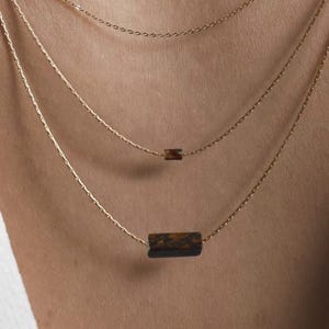 Bloodstone Gemstone Necklace - 14k Gold, Sterling Silver Layering Necklace - Dainty, Minimalist Necklaces for Women - 13mm | 4mm
