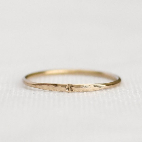 Dainty 14k Gold Initial Ring: Personalized Stacking Ring