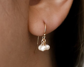 Freshwater Pearl Cluster Earrings: 14k Gold Filled or Sterling Silver