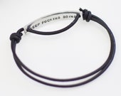 KEEP FUCKING GOING inspirational hidden message bracelet - leather mens womens personalized bracelet jewelry