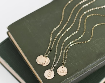 Engraved Name Coin Necklace: Stamped Disc Pendant, Christmas Gift for Women