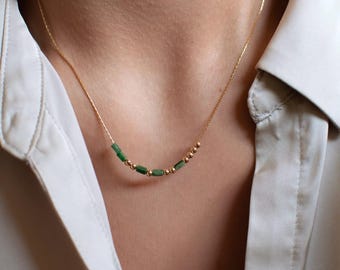 Morse Code Jade Necklace: Personalized Name, Message Beaded Silver, Gold Necklace
