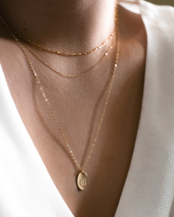 ★人気★ 【SHOVEOFF】 Silver Coin Oval Initial Necklace Personalized Oval Pendant Necklace | Custom Initial Necklace
