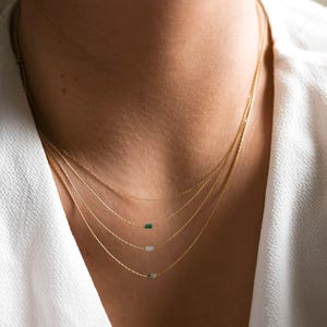 Mini Gemstone Bead Necklace: Jade, Amazonite, Aventurine, Citrine 14k Gold, Silver Layering Necklace