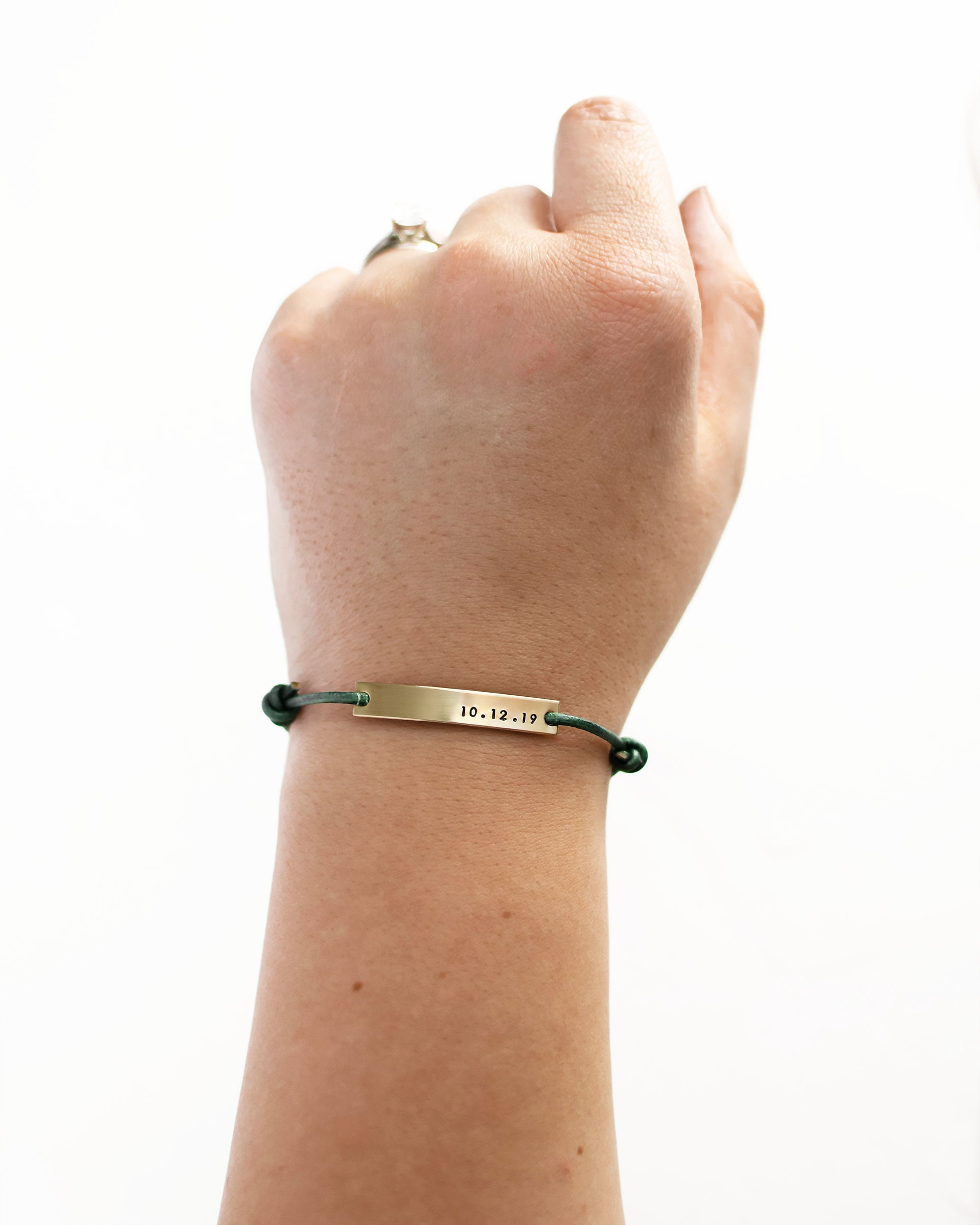 Engraved Men Cord Bracelet, Adjustable Bracelet for Him