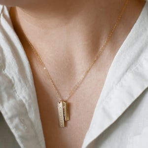 Custom Name Tag Necklace • Personalized 14k Gold Vertical Bar Necklace • Dainty Kids Names Necklace for Women • Gift for Mom