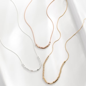 Rose Gold Dainty Morse Code Necklace • Custom Minimalist, Everyday Necklace • Personalized Gold, Silver Necklace for Women