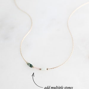 Mini Gemstone Bar Necklace Everyday Layering Tiny Gem Necklace Jade, Citrine, Moss Agate, Aventurine, Amazonite, Sodalite Necklaces image 5