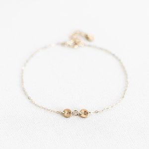 Custom Tiny Disc Bracelet | Dainty 14k Gold Initial Bracelet
