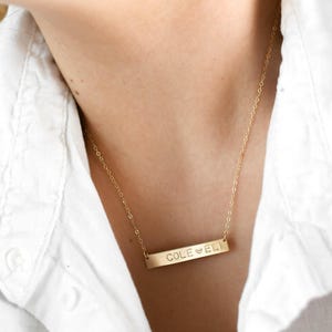 Personalized Name Bar Necklace | Engraved Names, 14k Gold or Sterling Silver