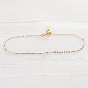 Dainty Pearl Bracelet: 14k Gold or Sterling Silver Gemstone Chain
