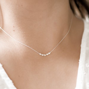 Simple Silver Beaded Necklace Dainty Everyday Necklace Minimalist Chain Necklace Sterling Layered Necklace Gift for Women image 5