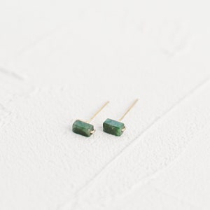 Mini Jade Bar Stud Earrings | 14k Gold Jade Posts | Gemstone Bar Earrings | Gold Filled, Sterling Minimalist Earring