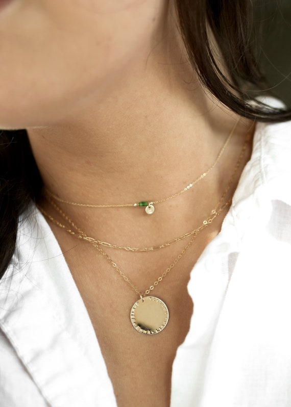 Tri Layer Pearl and Disc Pendant Necklace Tri Layer Pearl and Disc Pendant Necklace