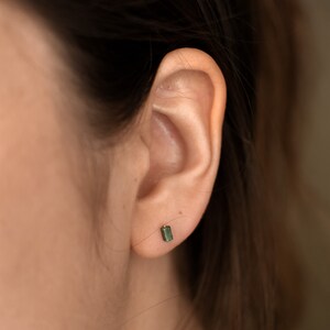 Mini Jade Bar Stud Earrings 14k Gold Jade Posts Gemstone Bar Earrings Gold Filled, Sterling Minimalist Earring image 5