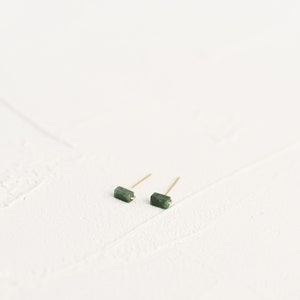 Mini Jade Bar Stud Earrings 14k Gold Jade Posts Gemstone Bar Earrings Gold Filled, Sterling Minimalist Earring image 6