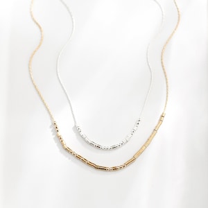 Personalized Morse Code Necklace: Dainty 14k Gold, Silver Beaded Jewelry