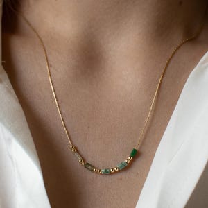 Blue Gemstone Beaded Necklace: Jade, Turquoise & Moss Agate - Sterling Silver or Gold