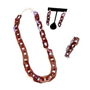 Statement Halskette mit Acryl Ohrringe und Armband Set, Geburtstagsgeschenk