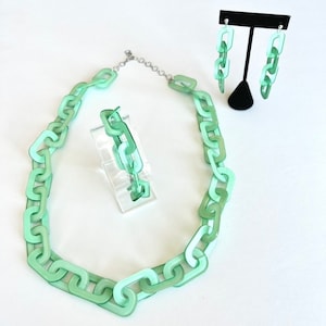 Statement Halskette mit Acryl Ohrringe und Armband Set, Geburtstagsgeschenk