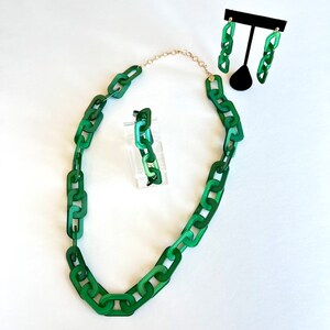 Statement Halskette mit Acryl Ohrringe und Armband Set, Geburtstagsgeschenk