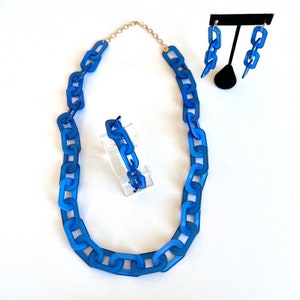 Statement Halskette mit Acryl Ohrringe und Armband Set, Geburtstagsgeschenk