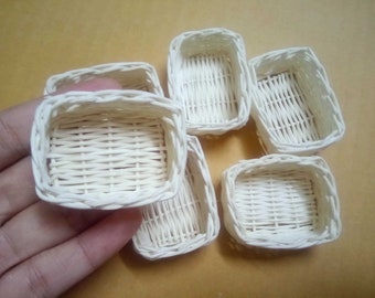 100 PCs WOVEN WICKER BASKETS DOLLHOUSE MINIATURE THAI HANDCRAFT ACCESSORIES TRAY 100 PCs WOVEN WICKER BASKETS DOLLHOUSE MINIATURE THAI HANDCRAFT ACCESSORIES TRAY