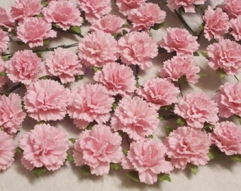 25 Paper Flowers (Size 1") Mulberry Paper Craft flower, Paper flower craft wedding, Carnation, Wedding, Light pink, Paper Carnation.