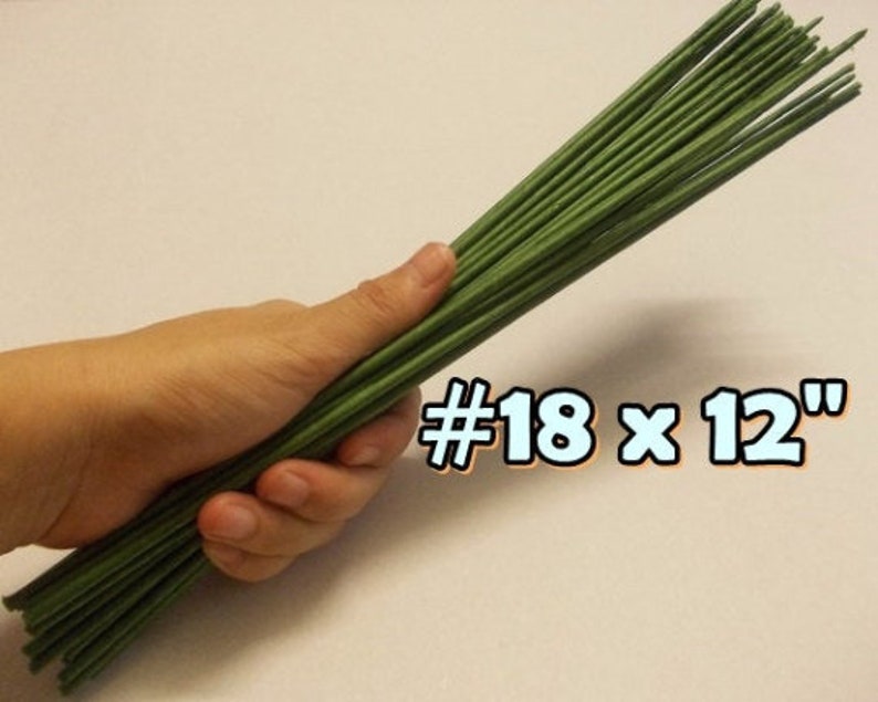 50 Stems Large-Gauge18 Length 12 X 3 mm Floral Wire Flower Stem Artificial, Artificial Stems, Floral Stem, Green Wire Stems. image 2