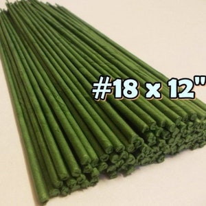 50 Stems Large-Gauge18 Length 12 X 3 mm Floral Wire Flower Stem Artificial, Artificial Stems, Floral Stem, Green Wire Stems. image 1