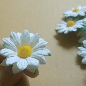 10 Paper Flowers (Size 1.5&quot;) Mulberry Paper Craft flower, Wedding, Mulberry paper daisies, Bouquets and Crafts, White Paper Daisy.