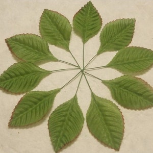 100 Big Leaf (Size 1.25&quot;x2.35&quot;) Fabric Craft Leaves, Leaf Satin, Fabric Craft Flower, Green Leaf.