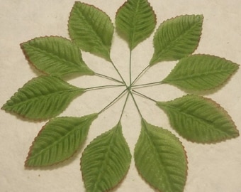 Satin Fabric Craft Leaves: Green Leaf Embellishments (100 Pcs)