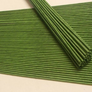 50 Stems Large-Gauge18 Length 12 X 3 mm Floral Wire Flower Stem Artificial, Artificial Stems, Floral Stem, Green Wire Stems. image 3