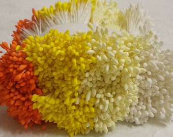 2000 Heads/1000 Pcs (Size spacial length 8 cm) Water Droplets Shape -- Artificial Stamen, Carpel, Mixed Colors Millinery Flower Stamens.