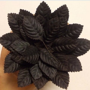 100 Small Leaf (Size 1&quot;x1.5&quot;) Mulberry Paper Craft Leaves, Paper leaf, Black Leaf.