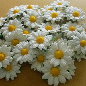 25 flores de papel (tamanho 1,5") Flores artesanais de papel de amoreira, casamento, margaridas de papel de amoreira, buquês e artesanatos, margaridas de papel branco.