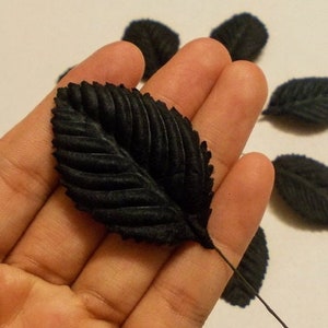50 Big Leaf (Size 1.25&quot;x2&quot;) Mulberry Paper Craft Leaves, Paper leaf, Black Leaf.