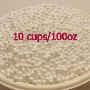 Venta al por mayor (tamaño 3-4 mm = cantidad 10 tazas/100 oz) Pequeñas bolas de poliestireno: bolas de poliestireno para slime, nieve de poliestireno, bolas de poliestireno blancas.