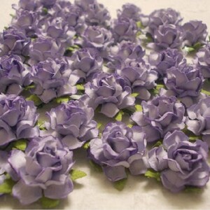 25 枚の紙の花 (サイズ 1 インチ) マルベリー ペーパー クラフト フラワー、ペーパー フラワー クラフト ウェディング、ウェディング、ブーケとクラフト、ライト パープル ペーパー ローズ。