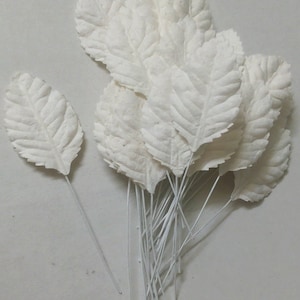 100 Big Leaf  (Size 1.25&quot;x2&quot;) Mulberry Paper Craft Leaves, Paper Leaf, White Leaf.