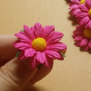 10 Paper Flowers (Size 1.5&quot;) Mulberry Paper Craft flower, Wedding, Mulberry paper daisies, Fuchsia Paper Daisy.