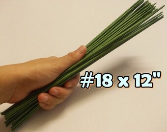 10 Stems Large-Gauge#18- (Length 12" X 3 mm) Floral Wire Flower Stem Artificial, Artificial Stems, Floral Stem, Green Wire Stems.