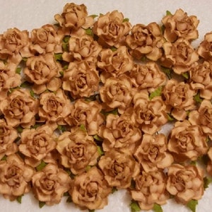 25 Papierblumen (Größe 1 ") Maulbeerbaumpapier Handwerk Hochzeit, Hochzeit, Blumensträuße und Kunsthandwerk, braun beige Papierrosen."