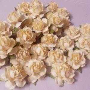 25 Paper Flowers (Size 1.5&quot;) Mulberry Paper Craft flower, Paper flower craft wedding, Wedding, Bouquets, Creamy Paper Roses.