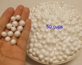 White Styrofoam Balls: Tiny Craft Snow (4-9 mm, 50 Cups)