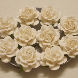 10 Paper Flowers Size 2 Mulberry Paper Craft flower, Paper flower craft wedding, Wedding, Bouquets, White Paper Roses. image 2